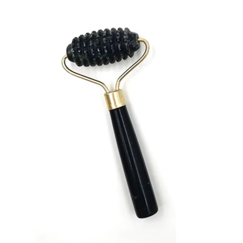Natural Stone Gua Sha Jade Roller Massager for Face Black Double Head Roller Massage Tools Gouache Scraper Body Facial Massager
