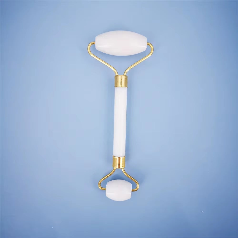 New White Jade Stone Massage Natural Quartz Scraper Jade Roller Gua Sha Set White Face Lifting Facial Massager Tool for Back