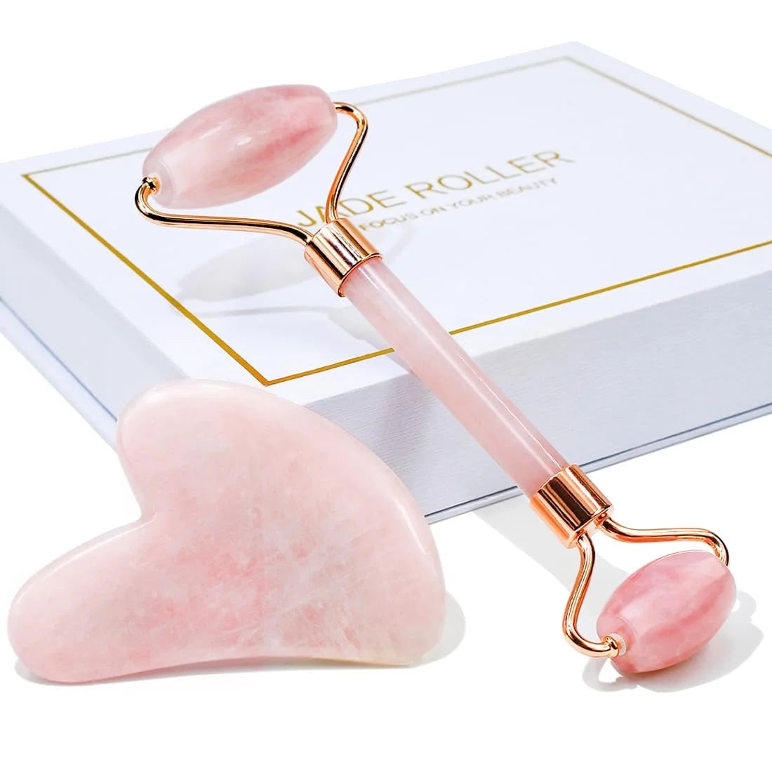 Roller & Gua Sha, Natrue Face Roller, Gua Sha Facial Tools Skin Care Massager, Pink